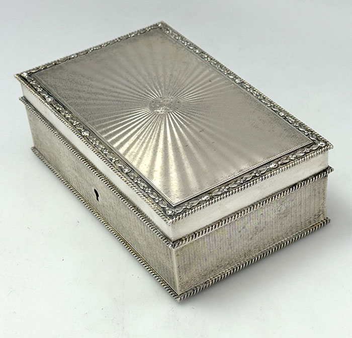 English silver engine turned jewelry box